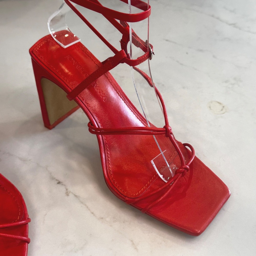 Jonathan Simkhai‎ Women 6 EU 36 Orange Leather Strappy Block Heel Sandals
